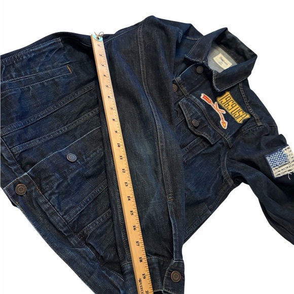 Gap Mens Trucker Jean Jacket-Three Patches on Front-Dark Indigo Color-Size Small - Picture 5 of 13